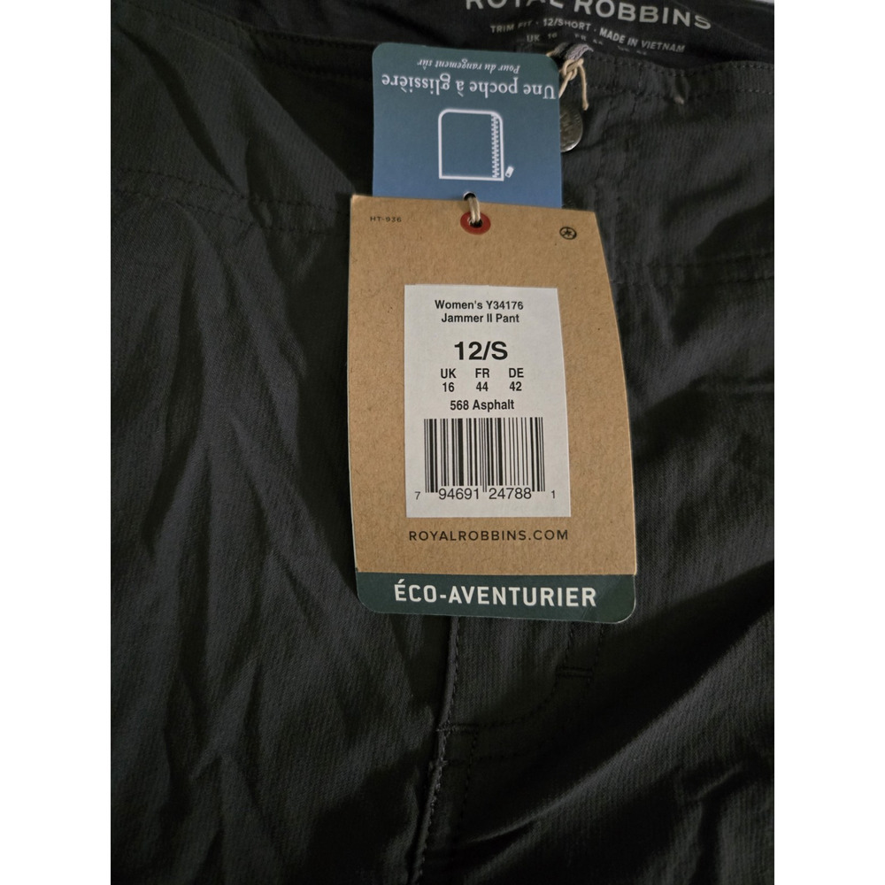 Royal Robbins Womens Jammer II‎ Pant Y34176 568 Asphalt Gray Size 12 Short NWT - Picture 12 of 12